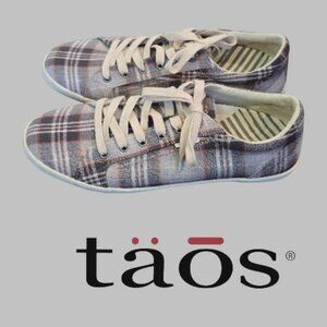 TAOS Star Gray Plaid Lace Up Casual Sneakers Canvas  Low Top Shoes Womens 10